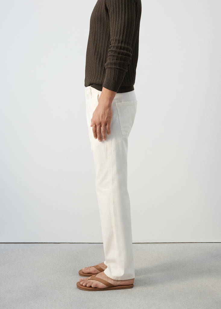 Relaxed fit jeans in a cotton-linen blend — Off White