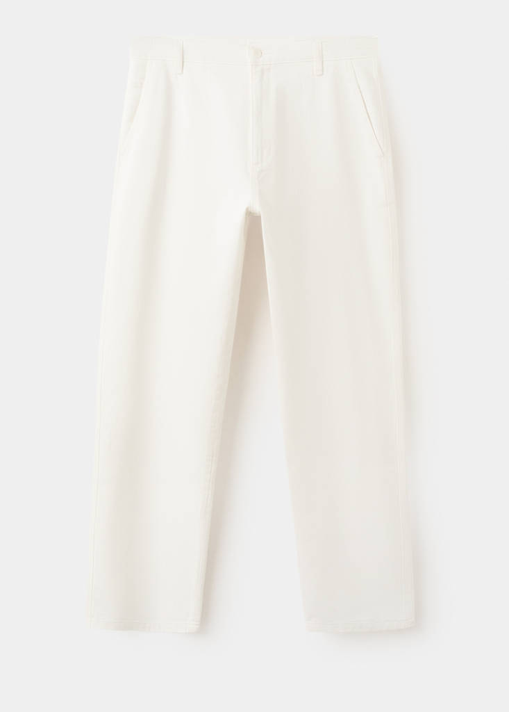 Relaxed fit jeans in a cotton-linen blend — Off White