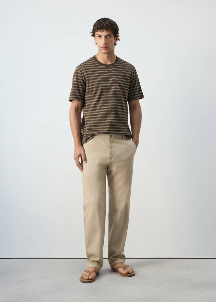 Relaxed fit jeans in a cotton-linen blend — Beige
