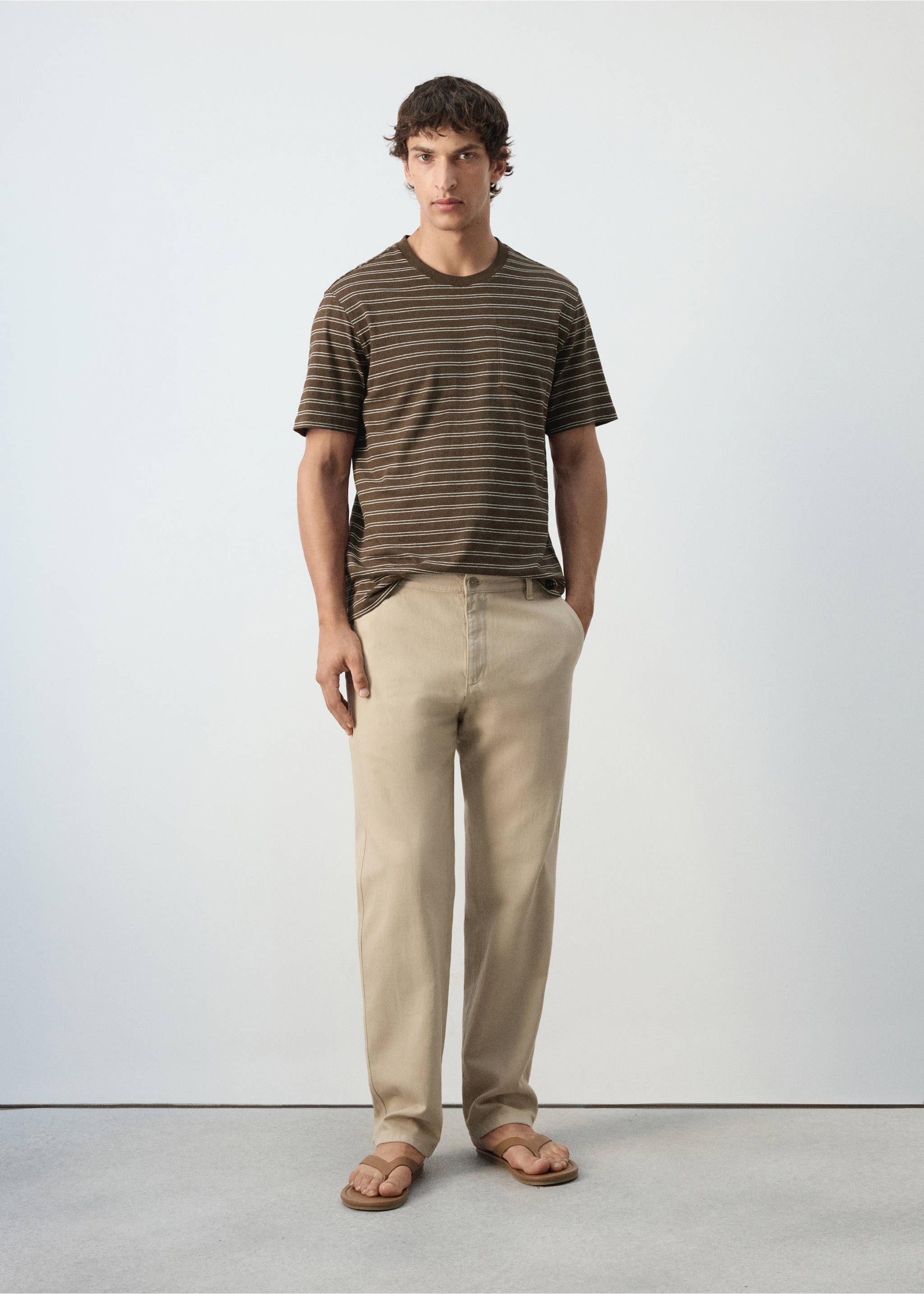100% cotton relaxed fit jeans - General plane, Beige. Ref: 37082888-00.