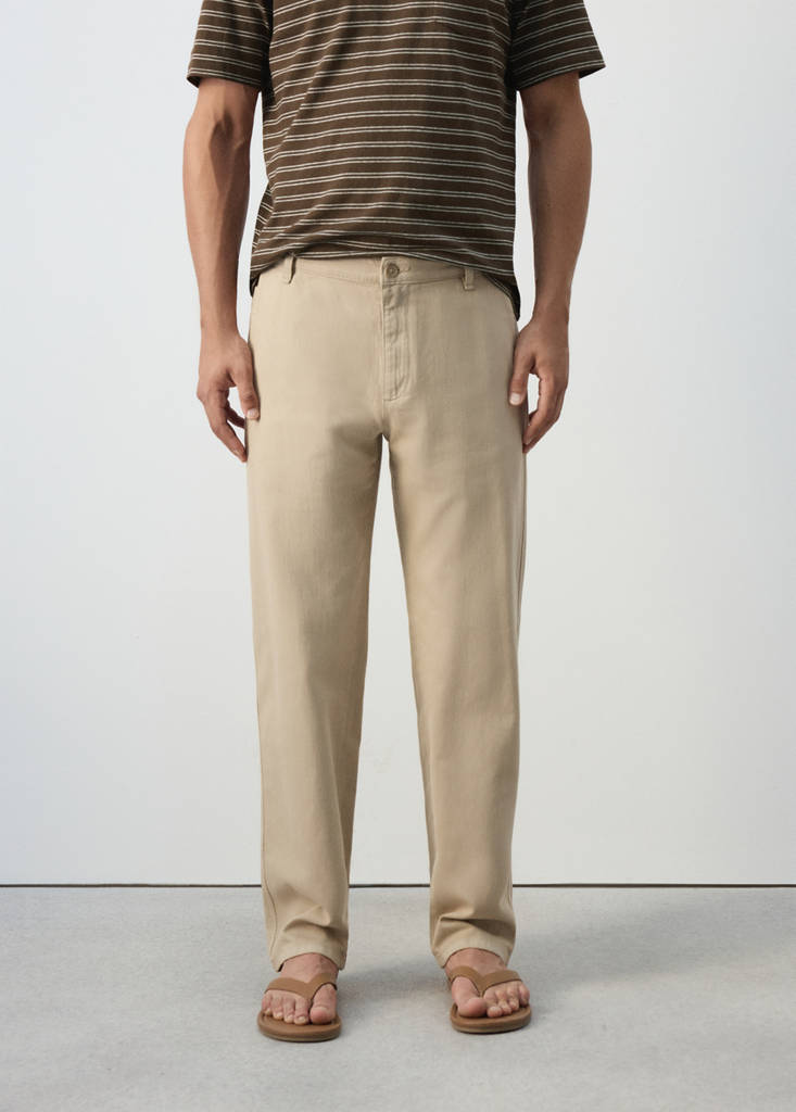 Relaxed fit jeans in a cotton-linen blend — Beige