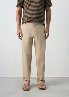 Relaxed fit jeans in a cotton-linen blend — Beige 1