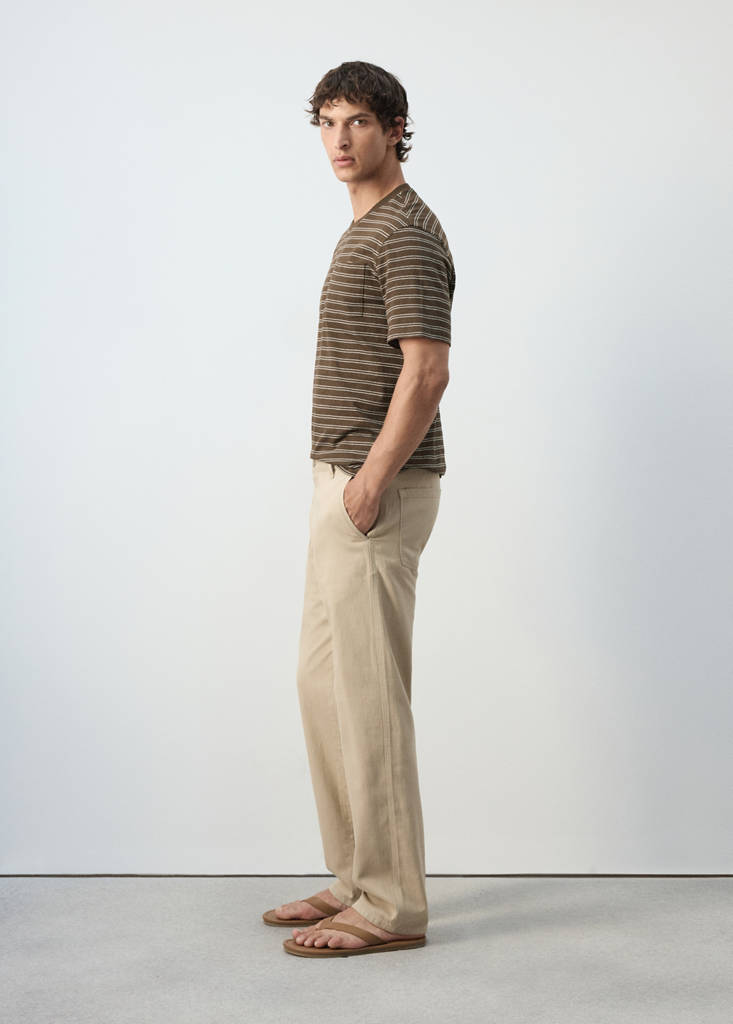 Relaxed fit jeans in a cotton-linen blend — Beige