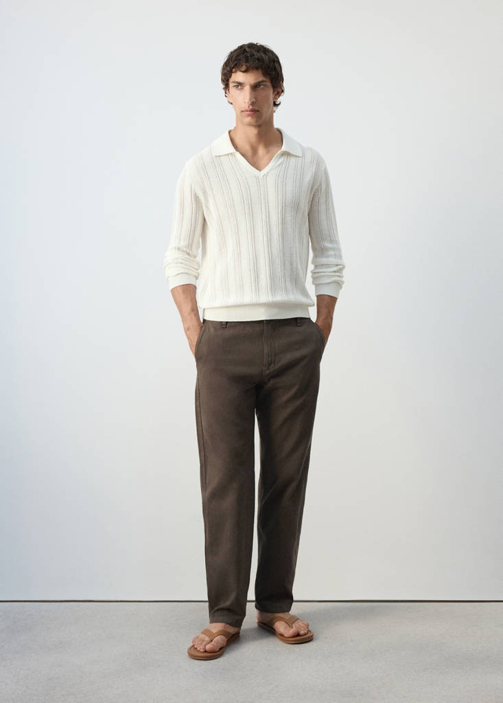 Relaxed fit jeans in a cotton-linen blend — Brown