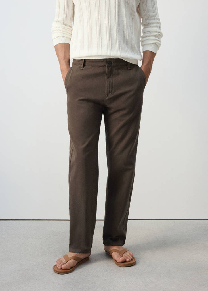 Relaxed fit jeans in a cotton-linen blend — Brown