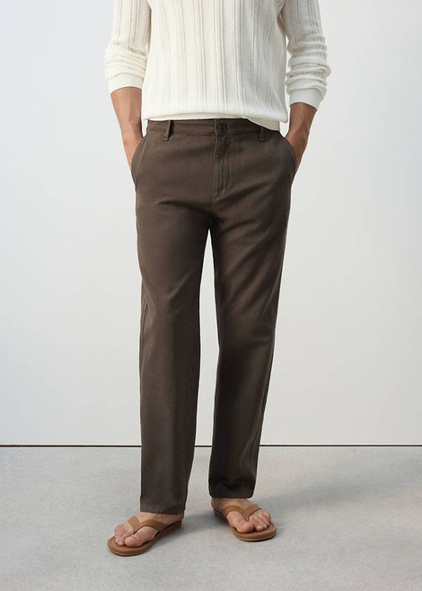 Relaxed fit jeans in a cotton-linen blend — Brown