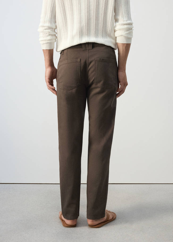 Relaxed fit jeans in a cotton-linen blend — Brown