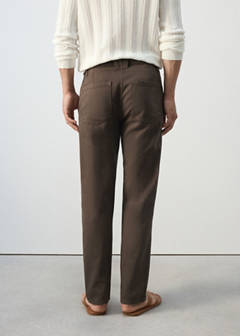 Relaxed fit jeans in a cotton-linen blend — Brown 3