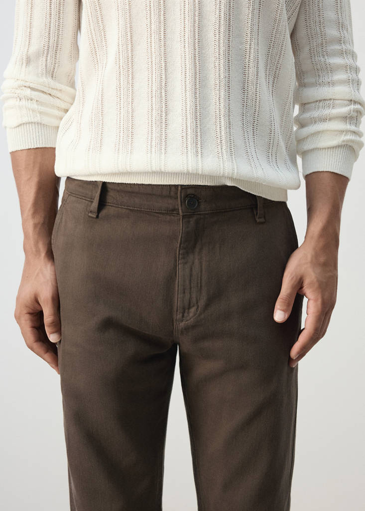 Relaxed fit jeans in a cotton-linen blend — Brown