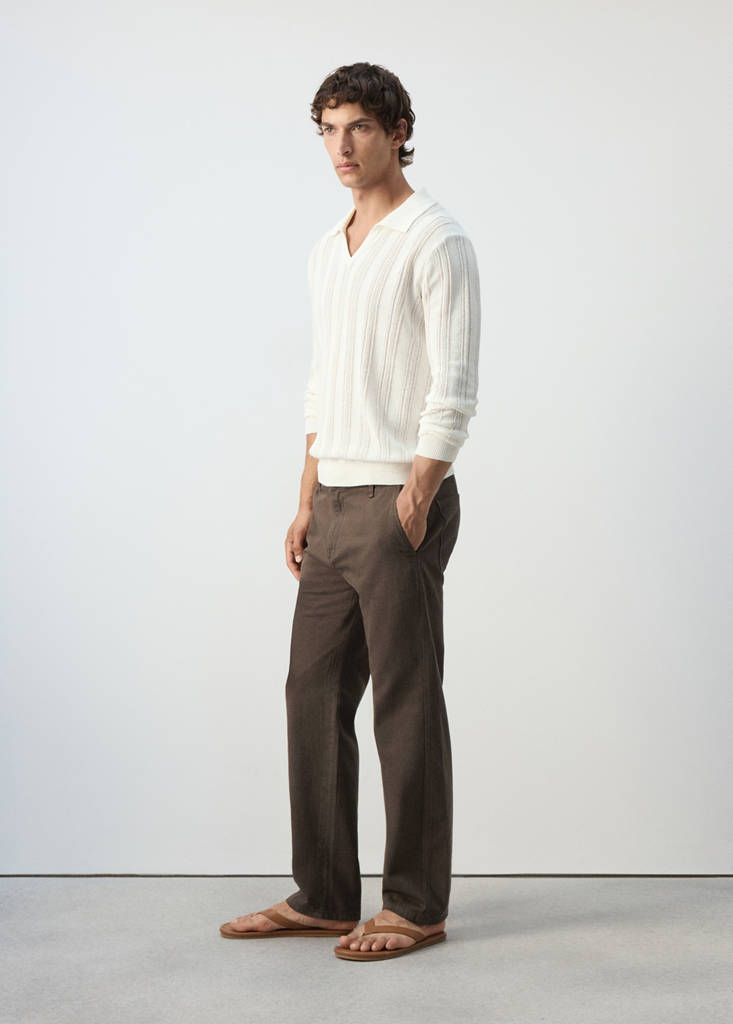 Relaxed fit jeans in a cotton-linen blend — Brown