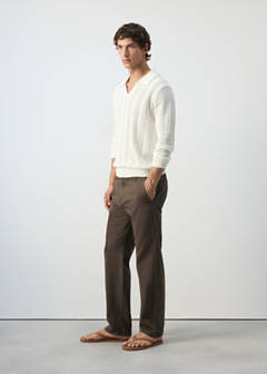 Relaxed fit jeans in a cotton-linen blend — Brown 5