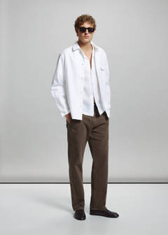 Relaxed fit jeans in a cotton-linen blend — Brown 9