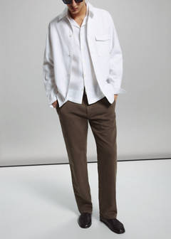 Relaxed fit jeans in a cotton-linen blend — Brown 8
