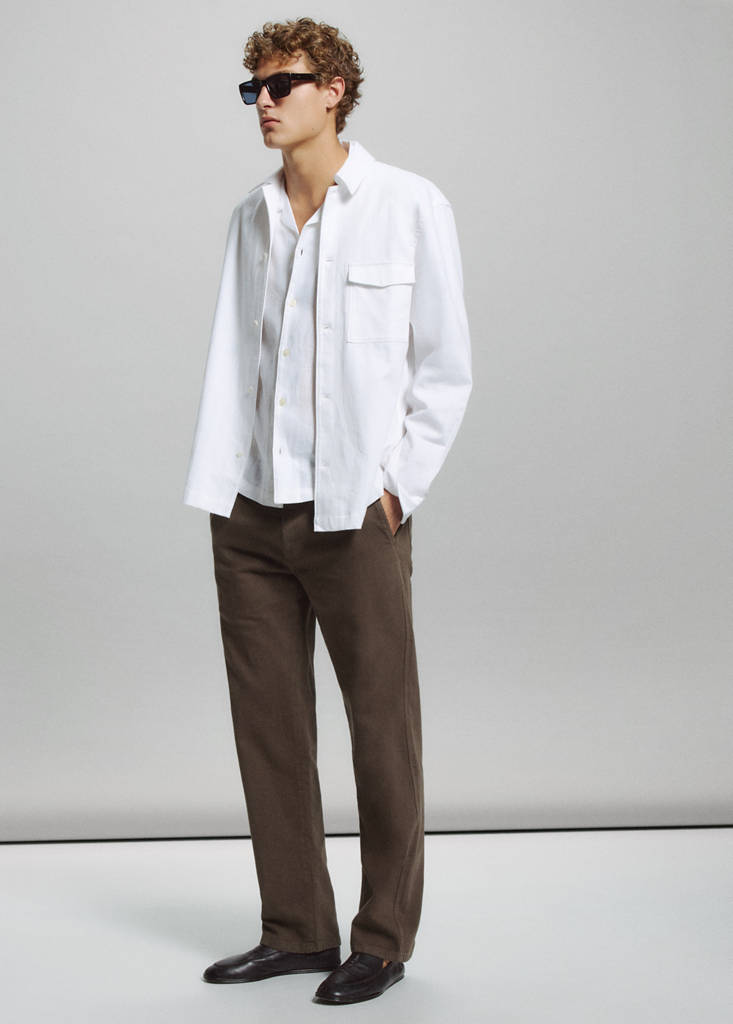 Relaxed fit jeans in a cotton-linen blend — Brown