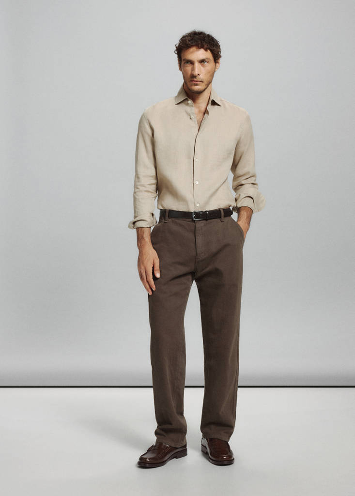 Relaxed fit jeans in a cotton-linen blend — Brown