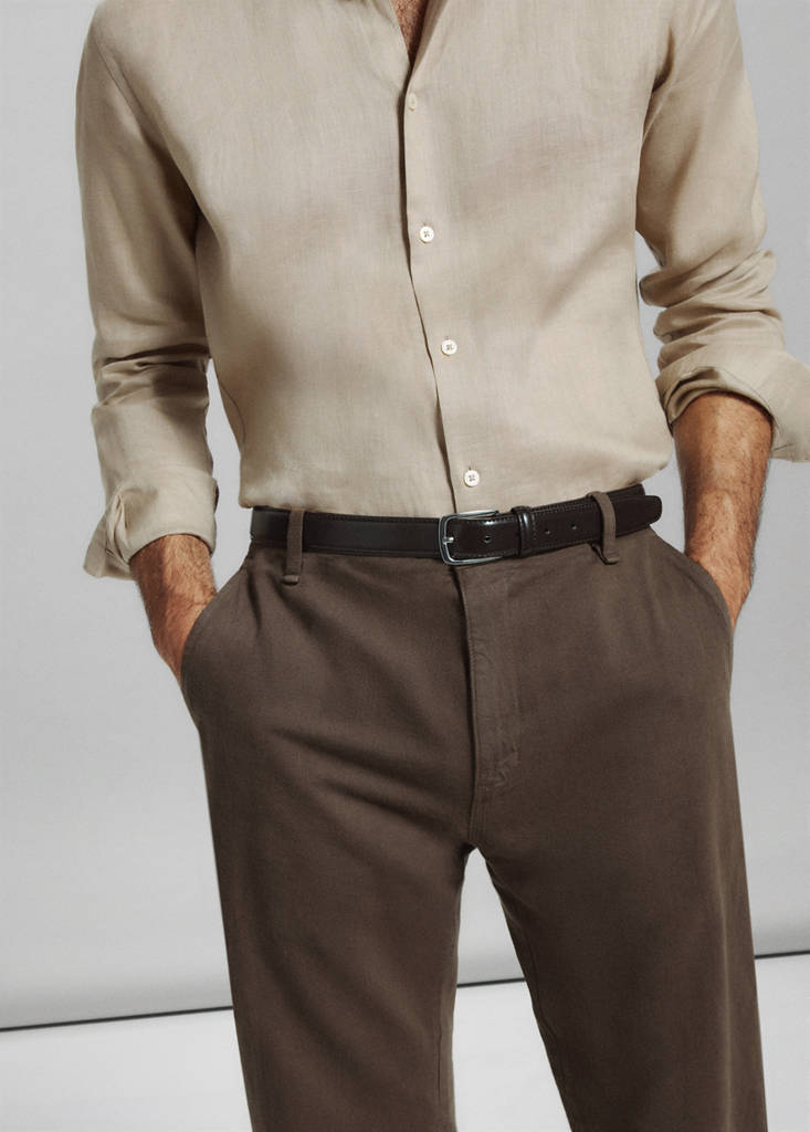 Relaxed fit jeans in a cotton-linen blend — Brown