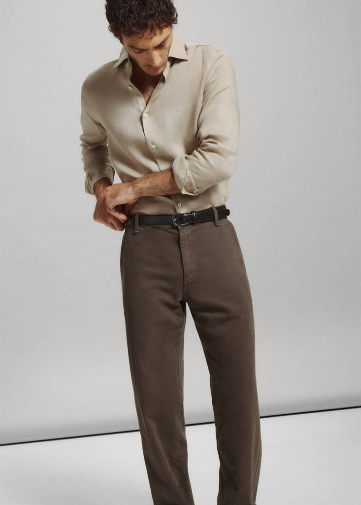 Relaxed fit jeans in a cotton-linen blend — Brown