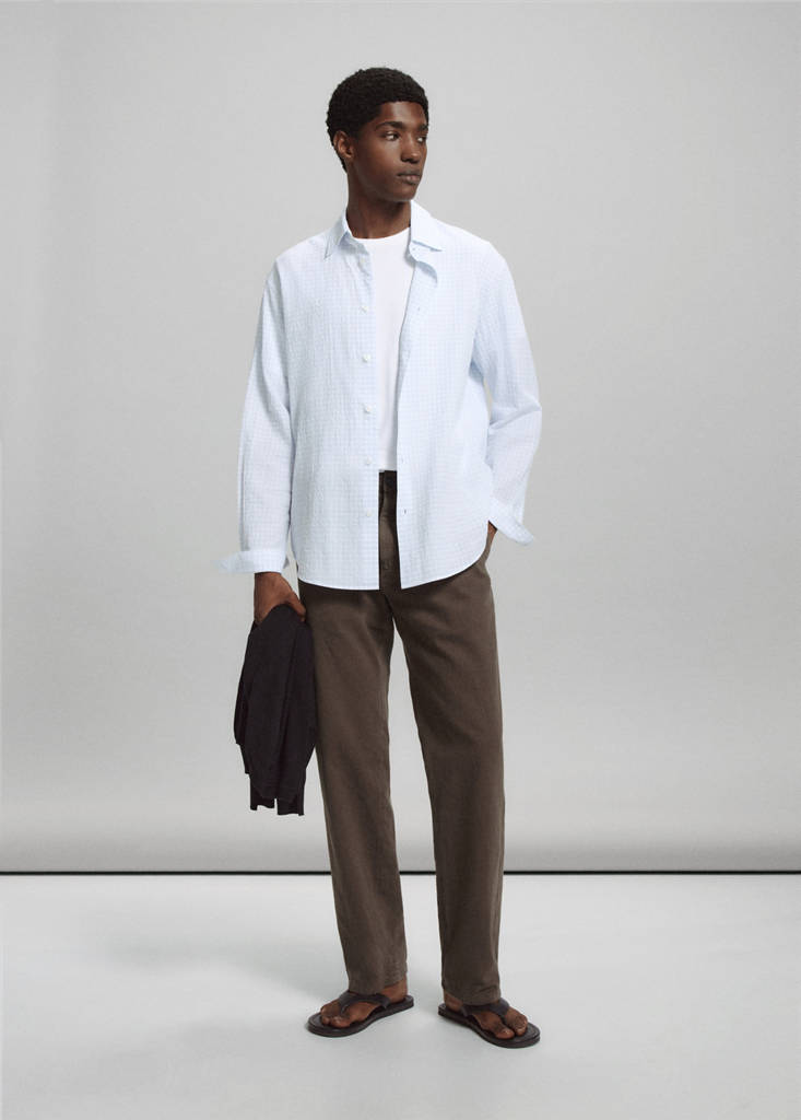 Relaxed fit jeans in a cotton-linen blend — Brown