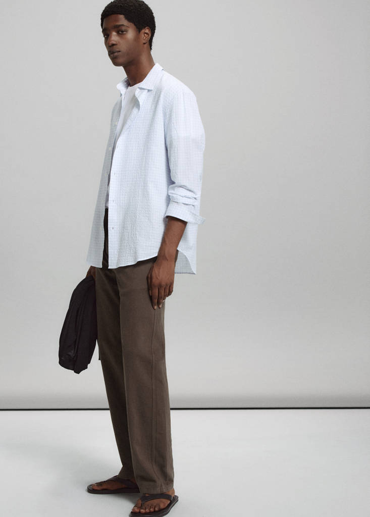 Relaxed fit jeans in a cotton-linen blend — Brown