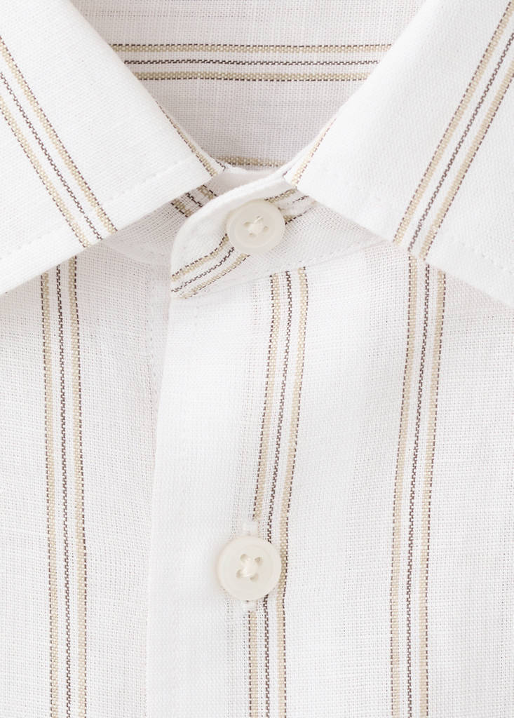 Linen-cotton blend stripe shirt — White