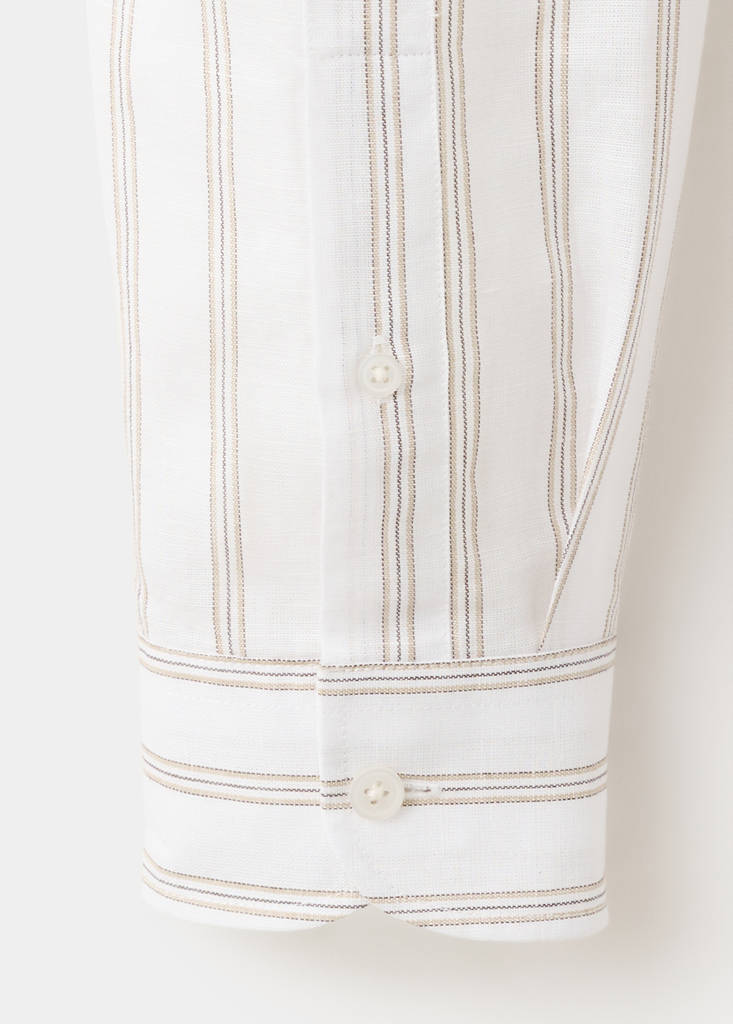 Linen-cotton blend stripe shirt — White
