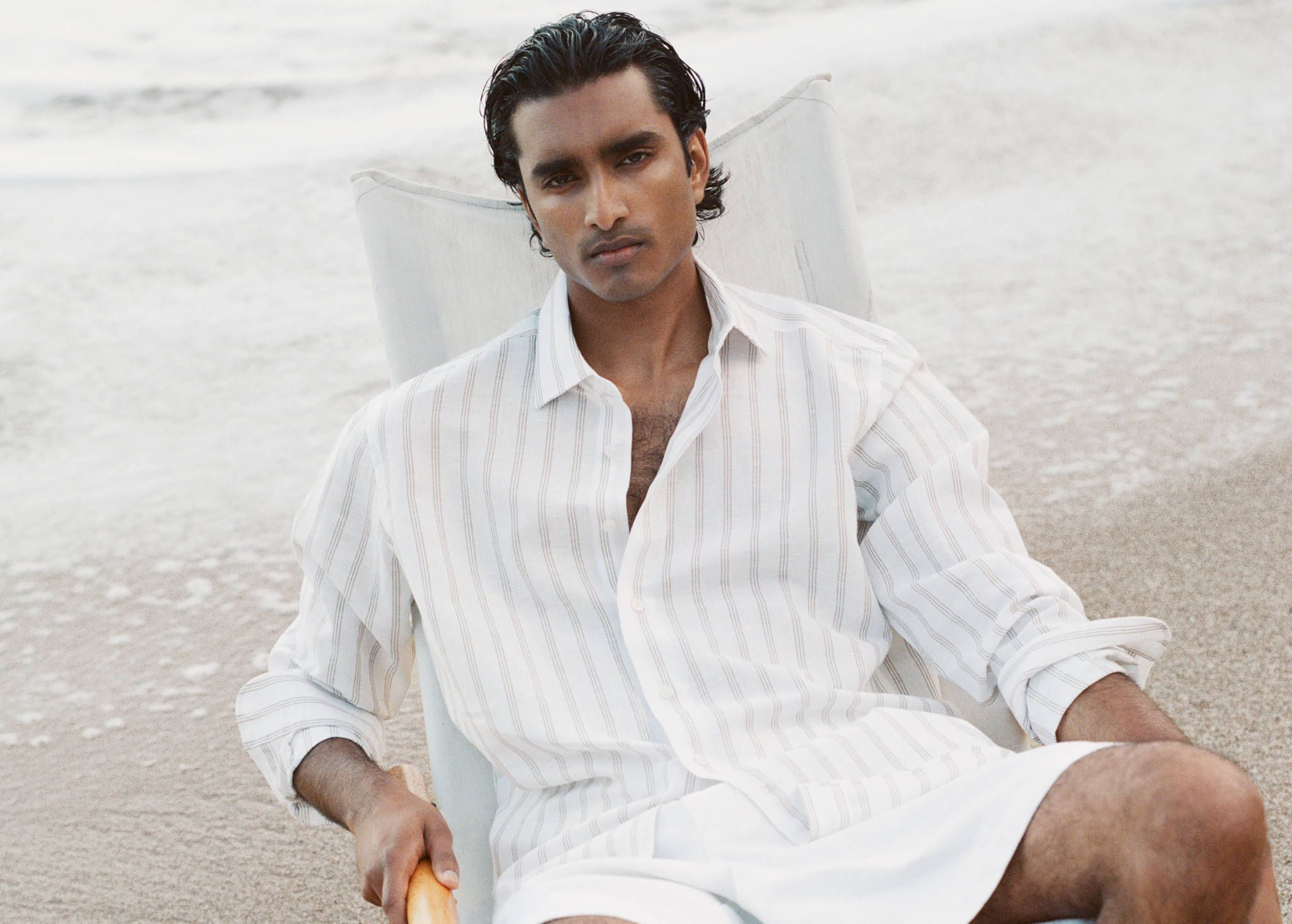 Linen-cotton blend stripe shirt - Panoramic plane