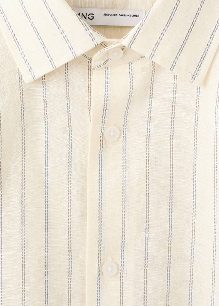 Linen-cotton blend stripe shirt — Pastel Yellow