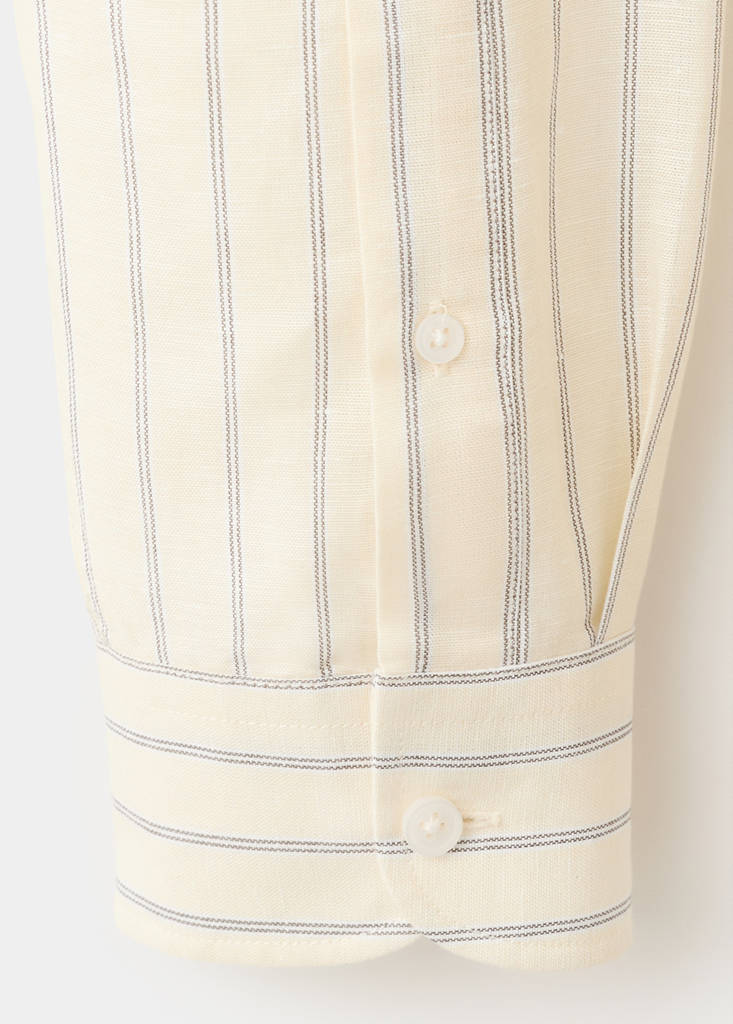 Linen-cotton blend stripe shirt — Pastel Yellow