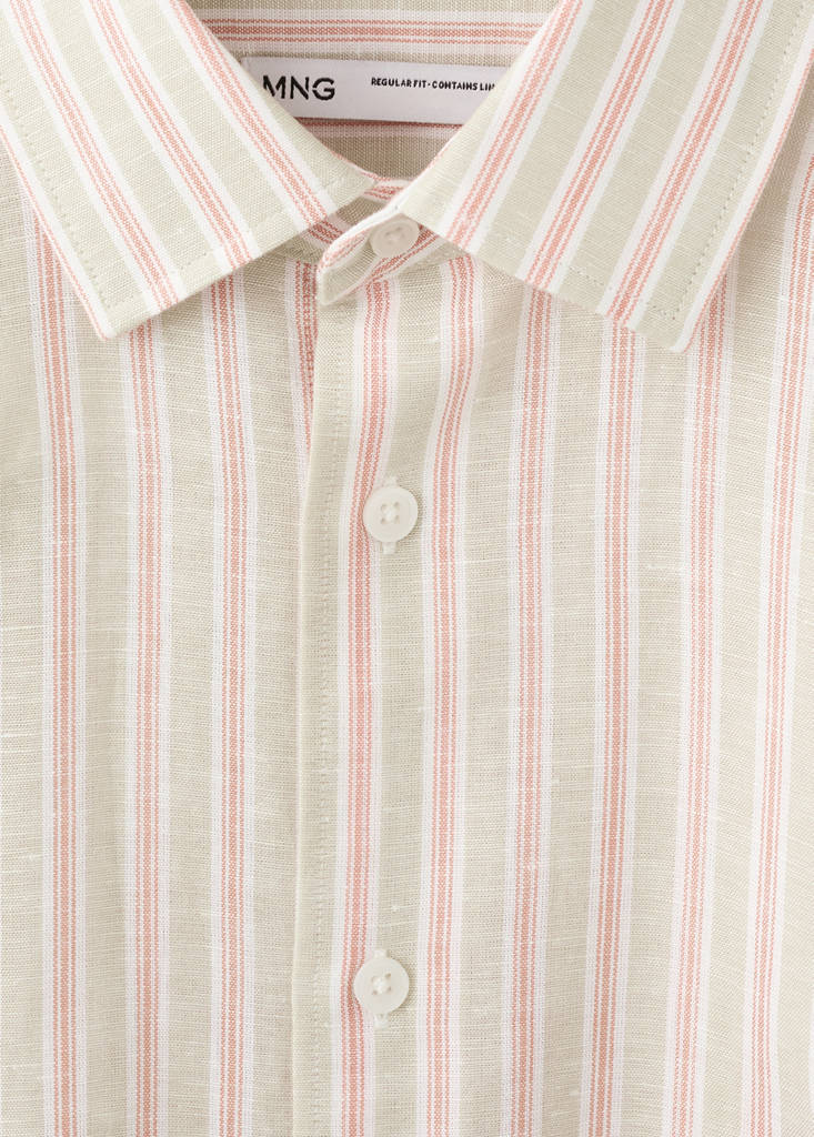 Linen-cotton blend stripe shirt — Orange