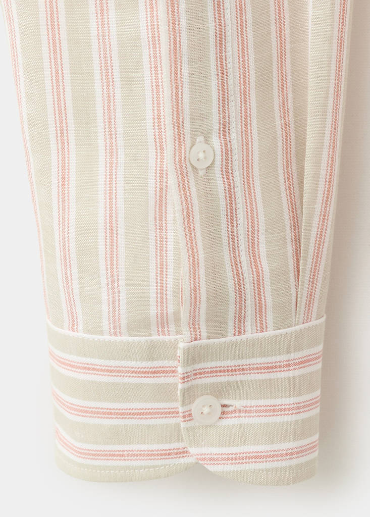 Linen-cotton blend stripe shirt — Orange