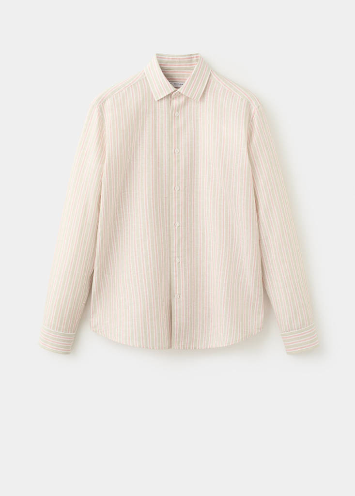 Linen-cotton blend stripe shirt — Orange