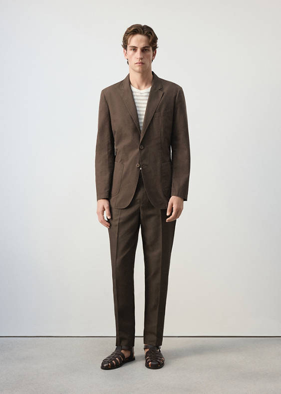 Marynarka slim fit z mieszanki bawełny i lyocellu