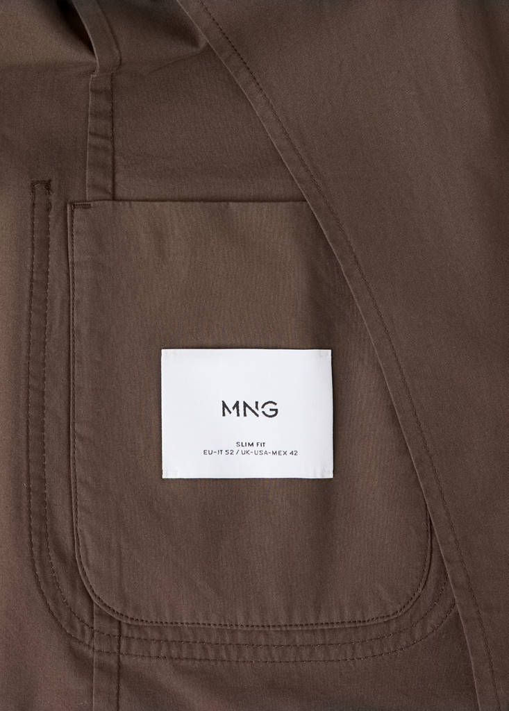 Slim fit cotton lyocell blend blazer — Brown