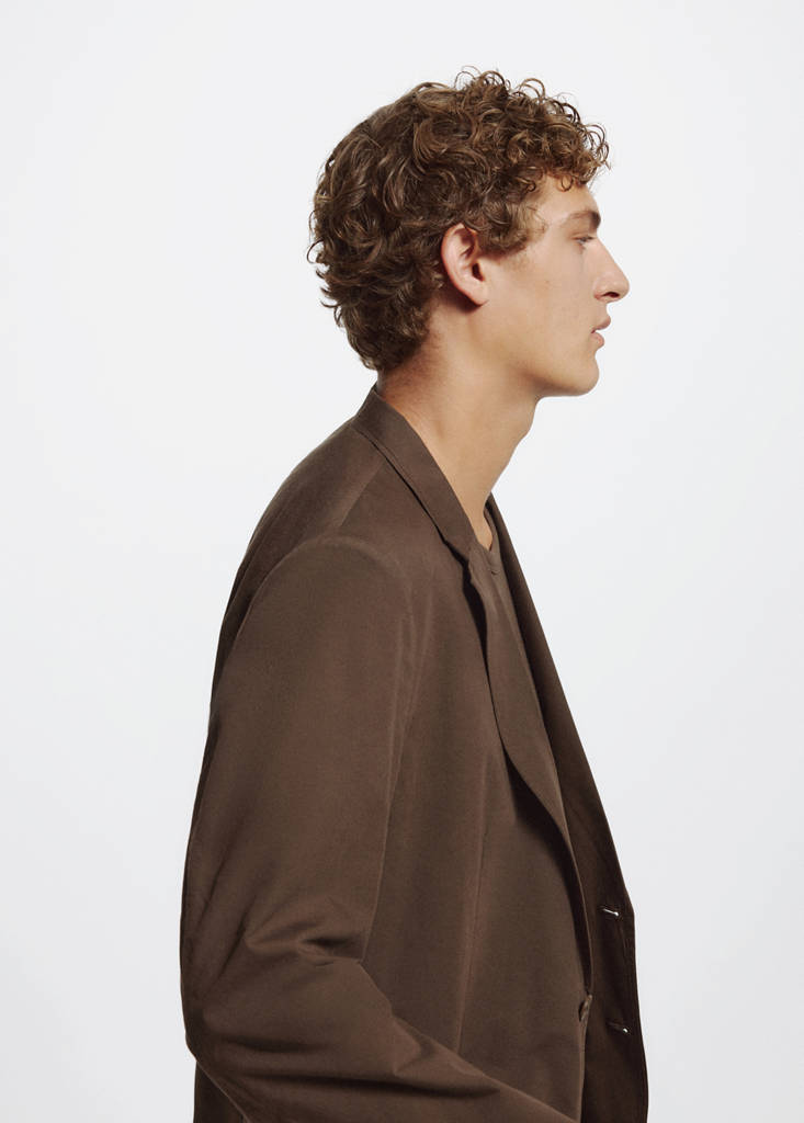 Slim fit cotton lyocell blend blazer — Brown