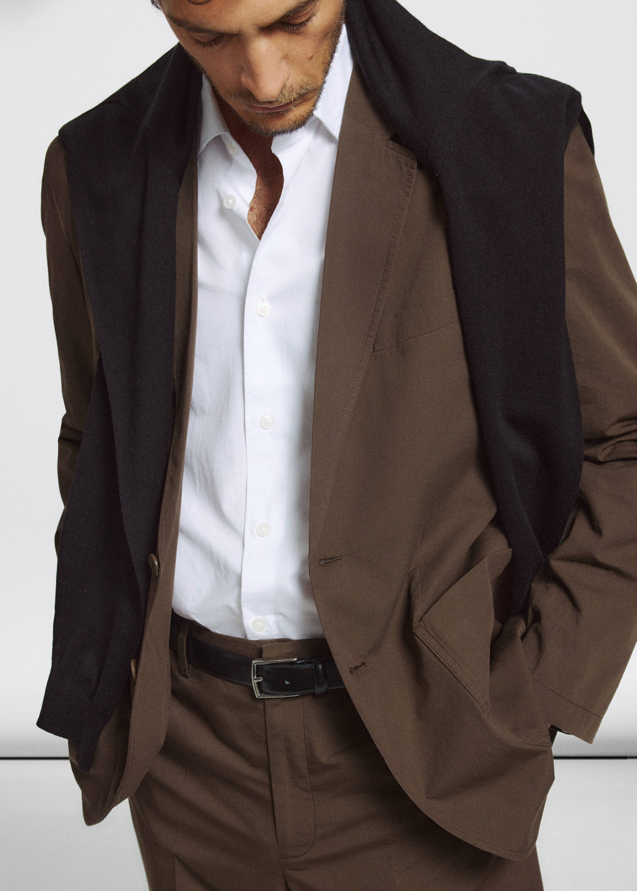 Slim fit cotton lyocell blend blazer - Details of the article 3