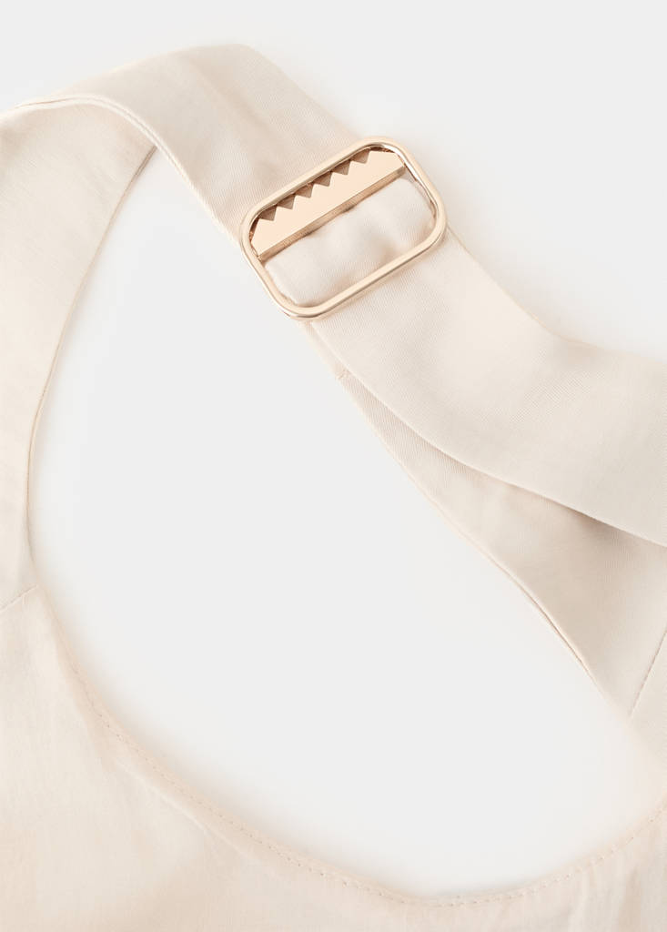 Halter jumpsuit with contrasting details — Beige