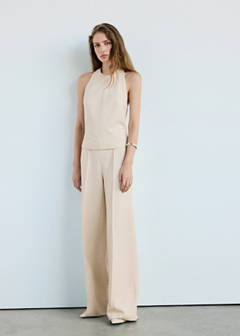 Halter jumpsuit with contrasting details — Beige 15