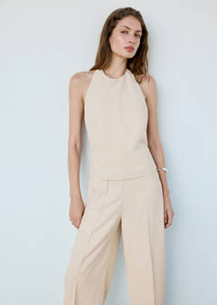 Halter jumpsuit with contrasting details — Beige 14