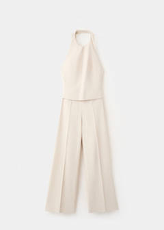 Halter jumpsuit with contrasting details — Beige 6