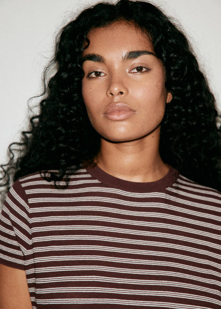 Short-sleeved ribbed sweater — Chocolate