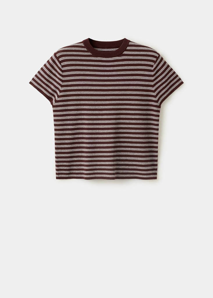 Short-sleeved ribbed sweater — Chocolate