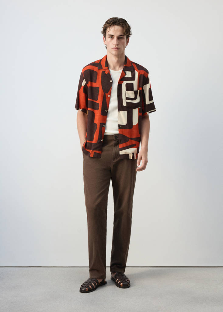 Printed bowling shirt — Burnt Orange