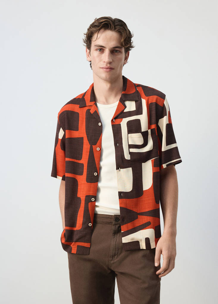 Printed bowling shirt — Burnt Orange