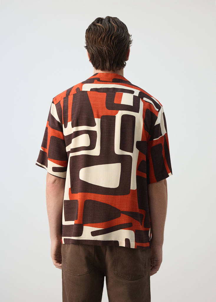 Printed bowling shirt — Burnt Orange