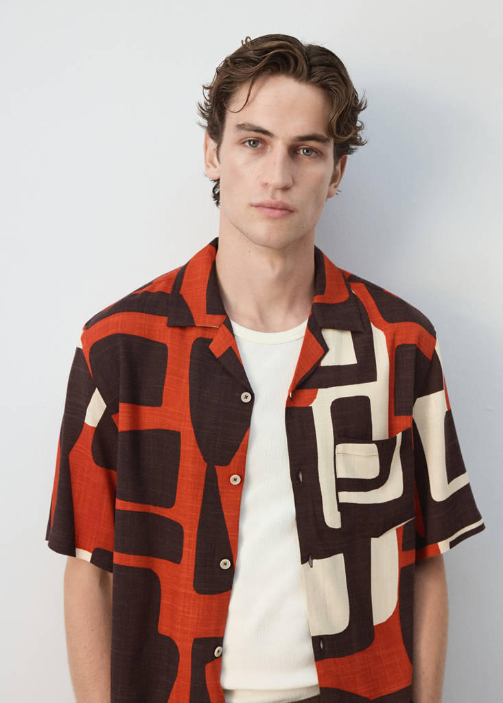 Printed bowling shirt — Burnt Orange