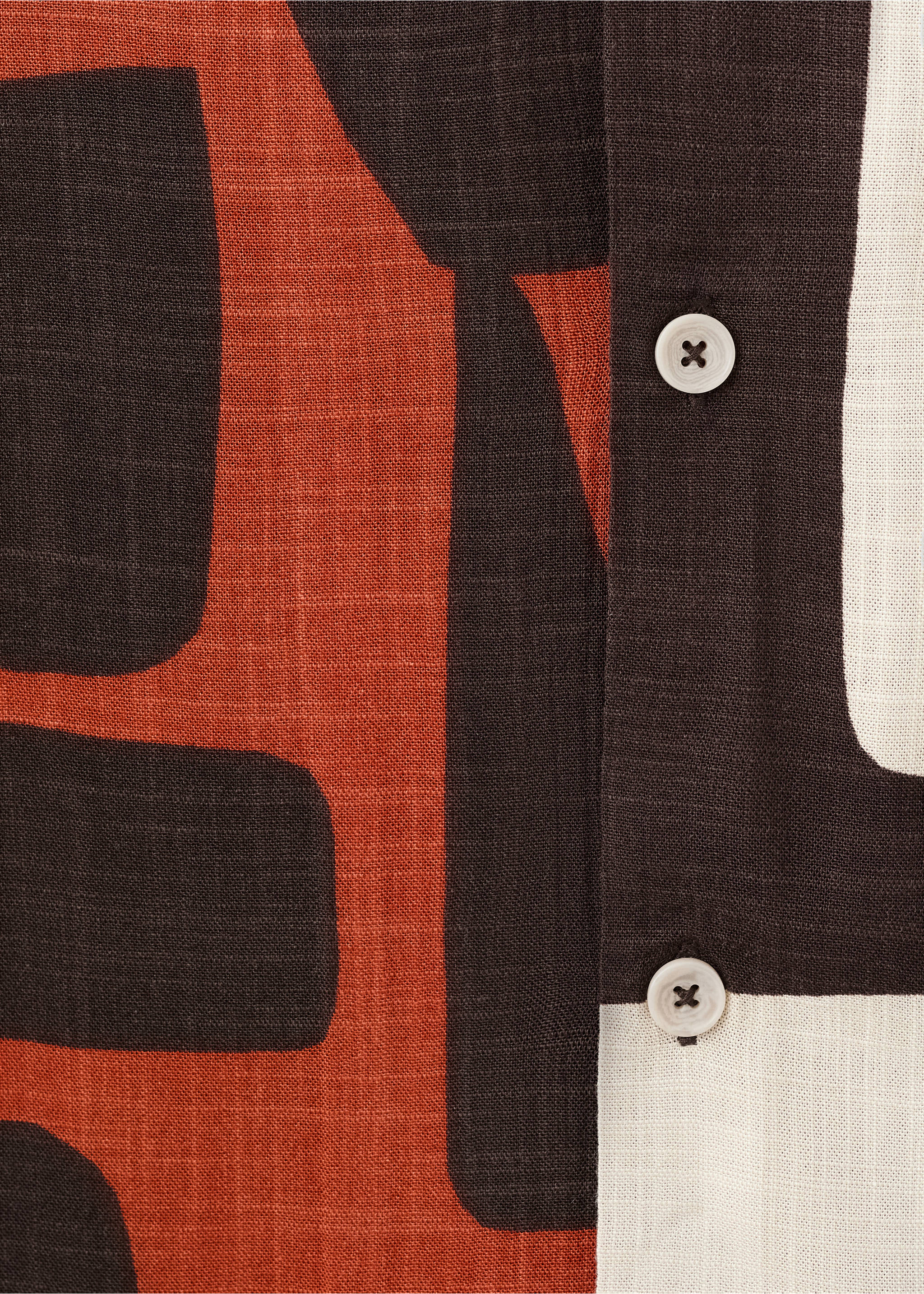Chemise imprimée col bowling - Détail de l'article 0, Orange brûlé. Ref: 37082897-00.