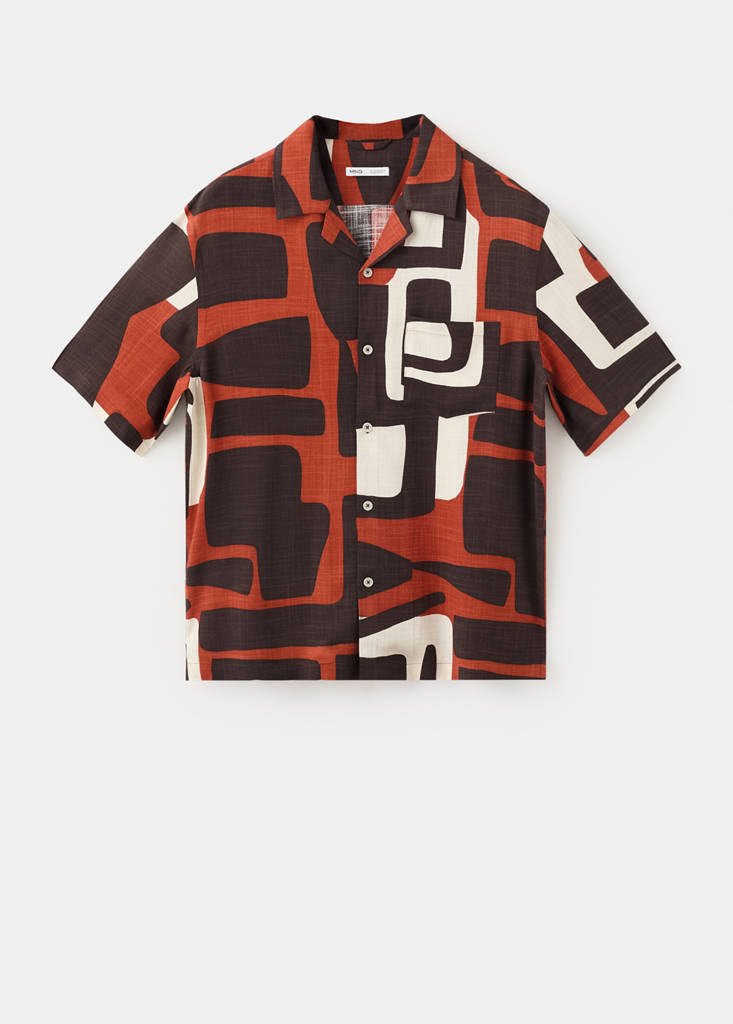 Printed bowling shirt — Burnt Orange