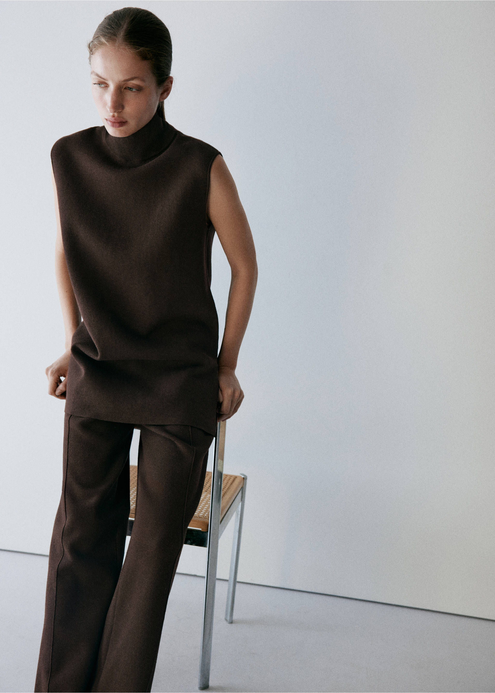 Haut en maille Milano - Plan moyen, Chocolat. Ref: 37082898-00.