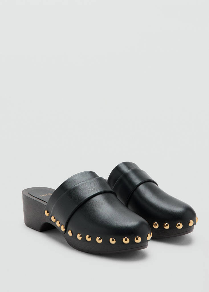 Studded leather clog — Black
