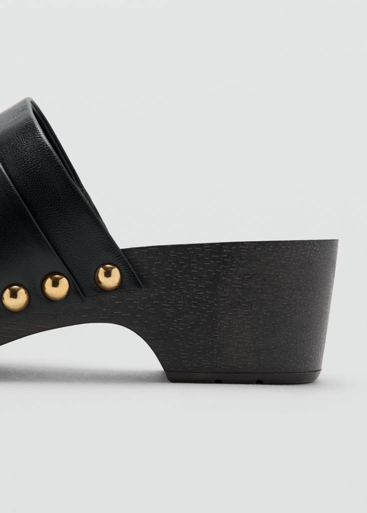 Studded leather clog — Black